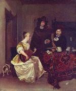 Gerard ter Borch the Younger A Woman playing a Theorbo to Two Men oil painting picture wholesale